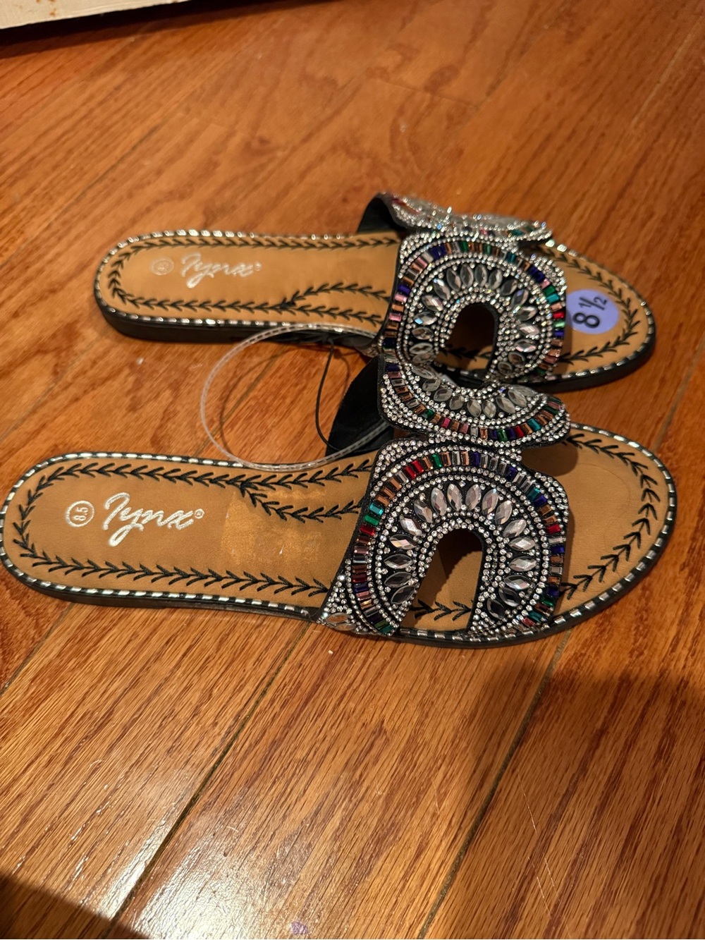 Beaded Multicolor Women's Slide Sandals - Picture 3 of 4